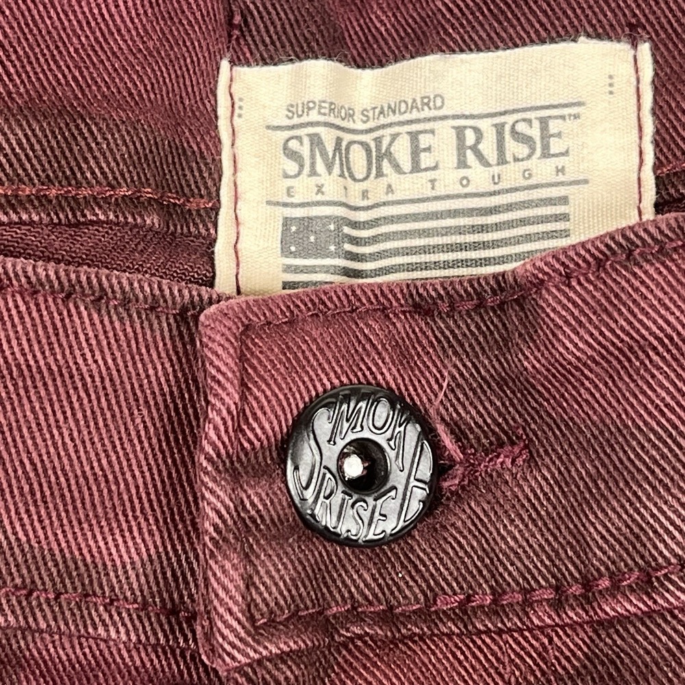 Smoke Rise Jeans Men 40x32 Red Burgundy Camo Straight Leg Slim Denim Moto Grunge - Picture 4 of 11